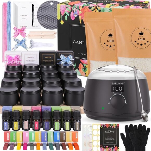 Candle Making Kit for Adults with Hot Plate DIY Starter Soy Candle Making Suppl